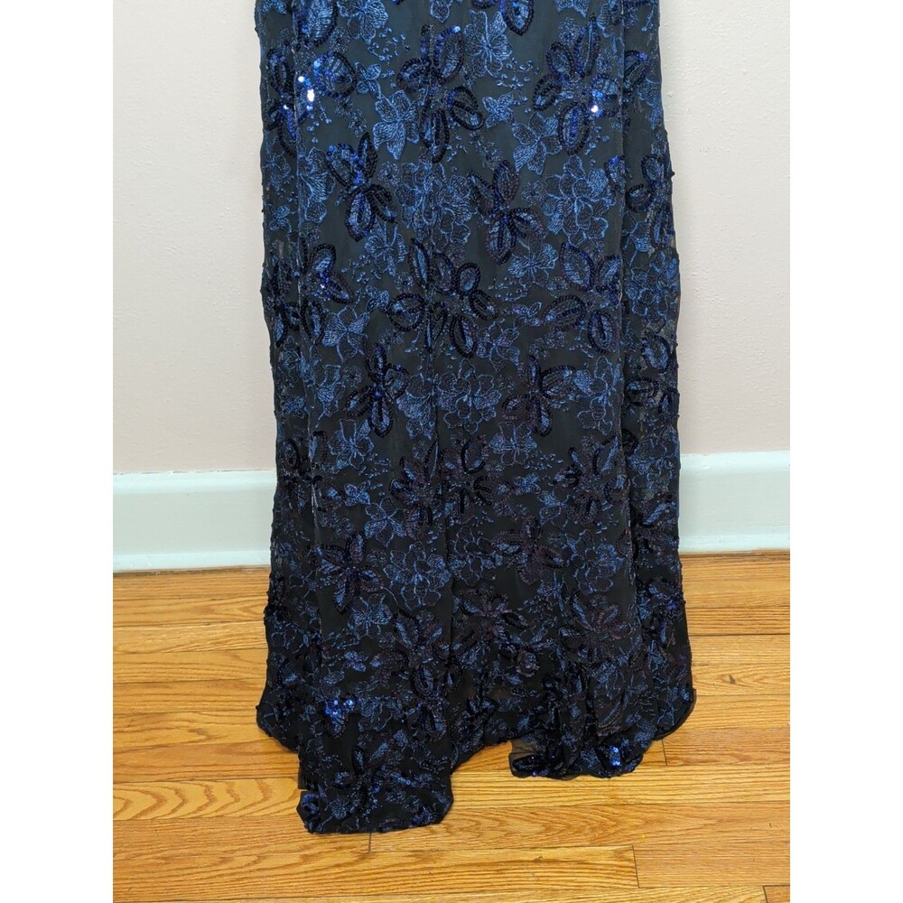 Dress The Population Anabel Women XXL Navy Blue Sequin Embroidered Floral Gown - Picture 9 of 16